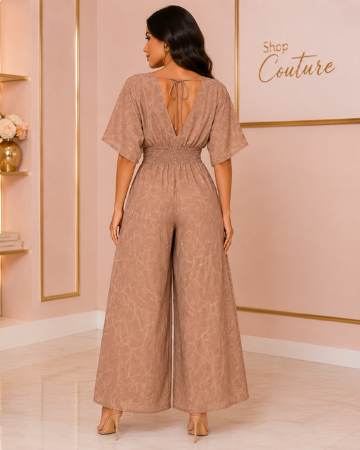 TEXTURED MOCHA JUMPSUIT