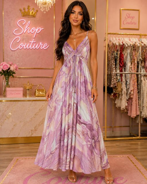 LAVENDER FLORAL MAXI DRESS