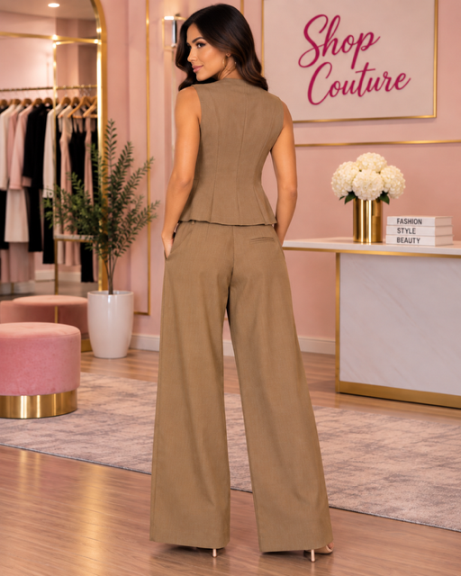 AMANDA BUTTON UP TWO PIECE SUIT SET