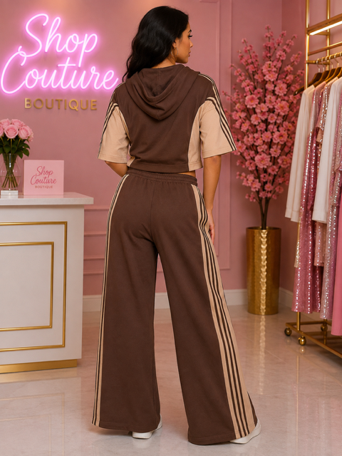 BROWN TWO PIECE LOUNGE SET