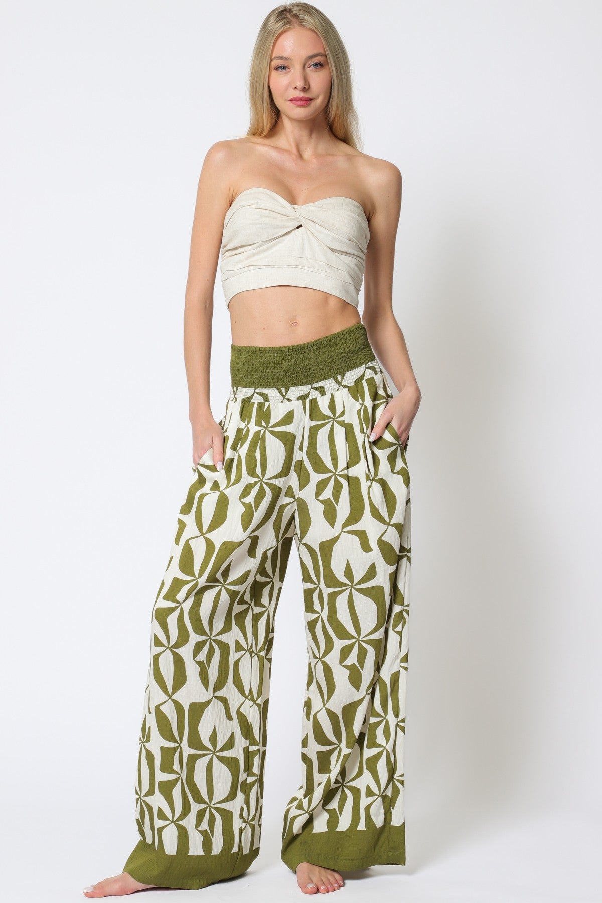 AAKAA GREEN PRINT PANTS