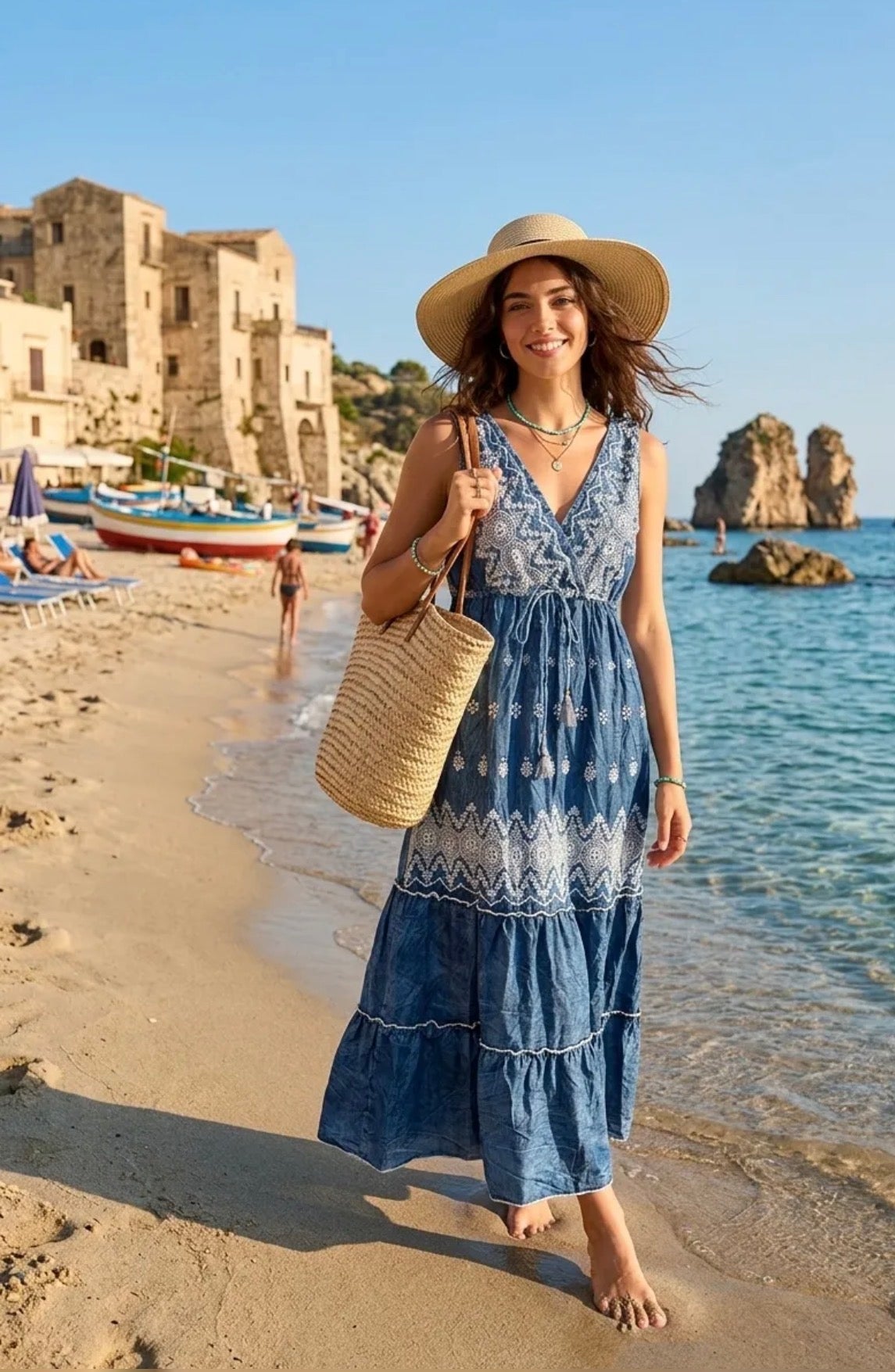 Summerlin lace top denim dress