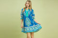 Print Henley Tiered Mini Dress