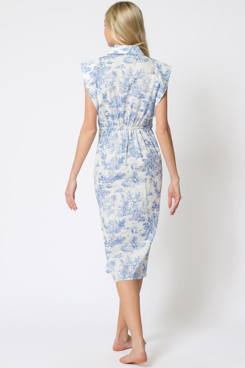 AAKAABLUE COLLAR BELTED MIDI DRESS