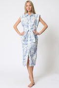 AAKAABLUE COLLAR BELTED MIDI DRESS