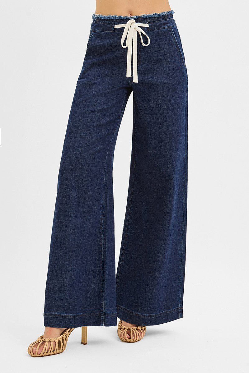 RISEN HIGH RISE WIDE DARK DENIM