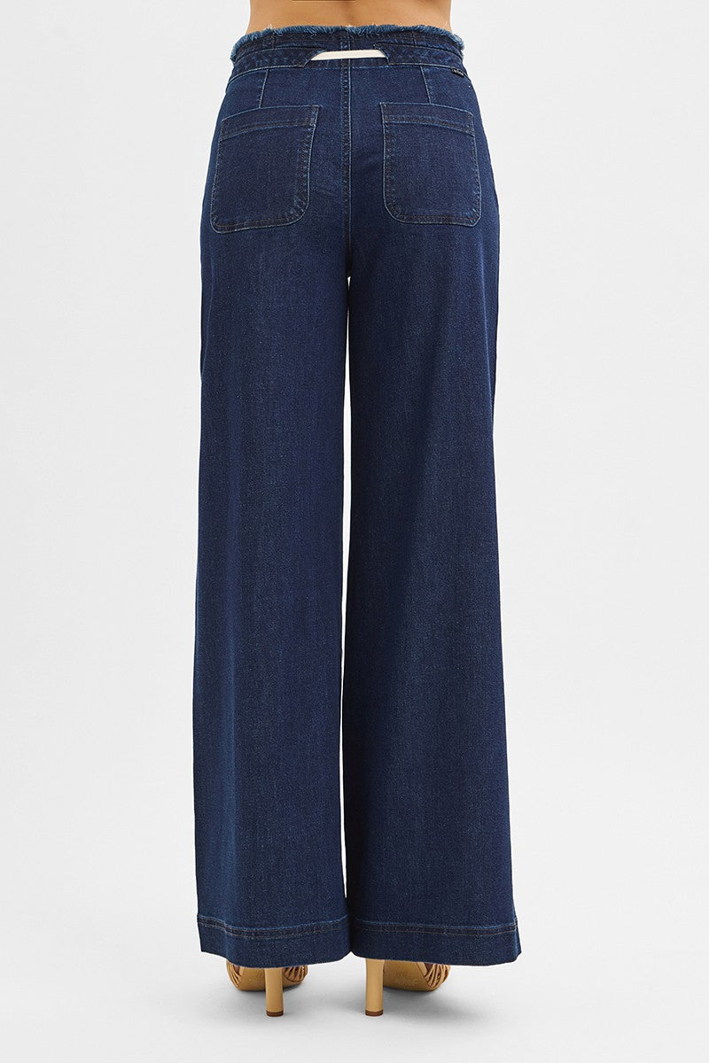 RISEN HIGH RISE WIDE DARK DENIM