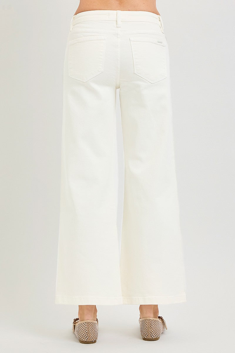 Tummy Control Mid Rise Crop Wide Flower Pants